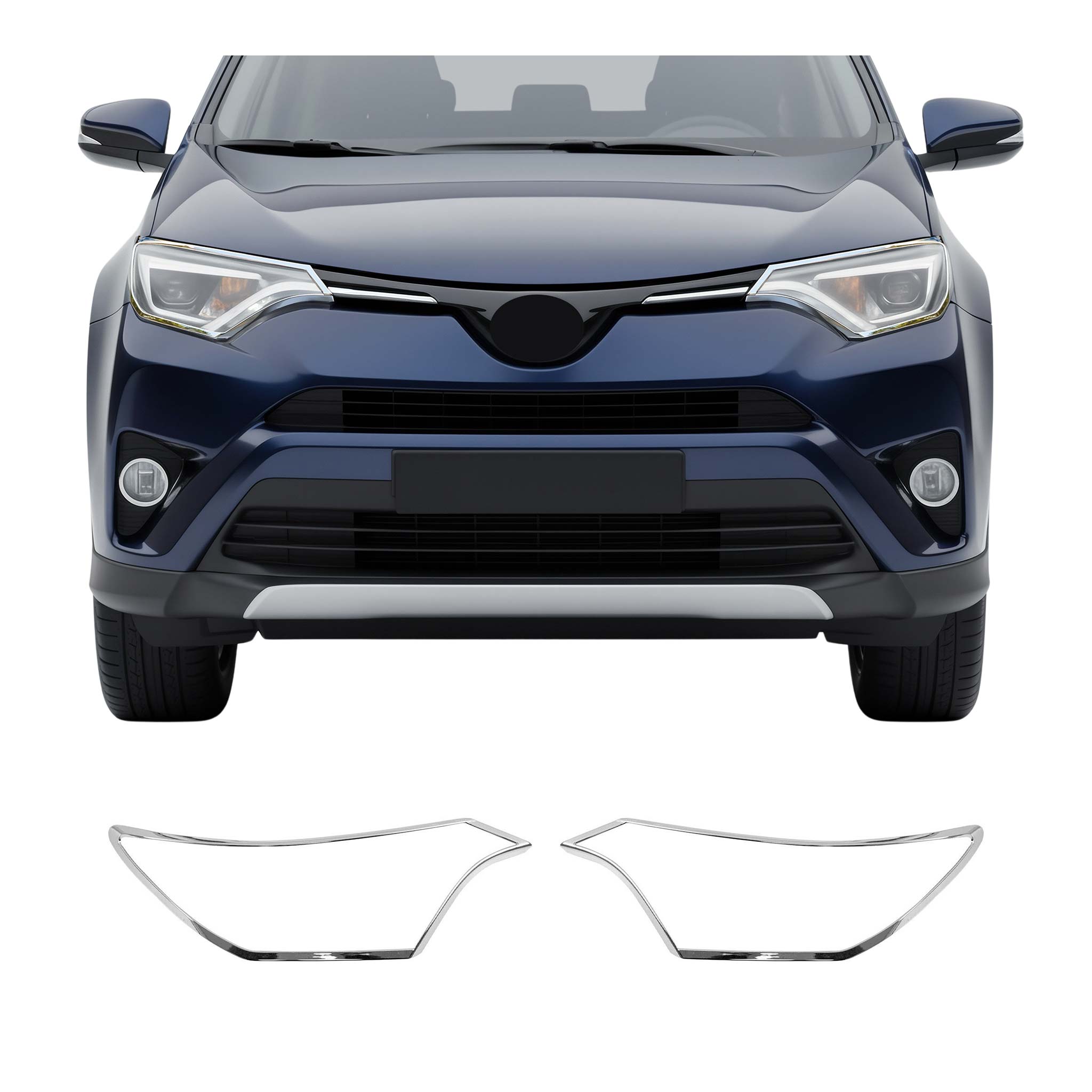 Scheinwerfer Leisten Scheinwerferblende für Toyota RAV4 2015-2018 Chrom ABS 2tlg