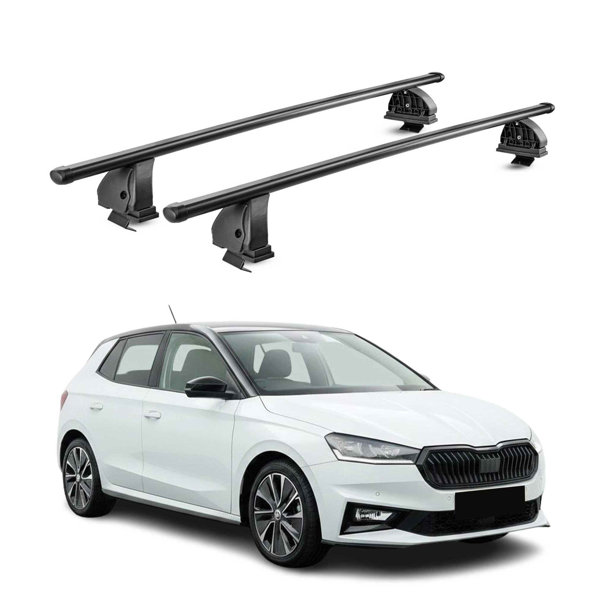 Stahl Dachträger für Skoda Fabia IV 2022-2026 TÜV Abschließbar 2tlg Schwarz