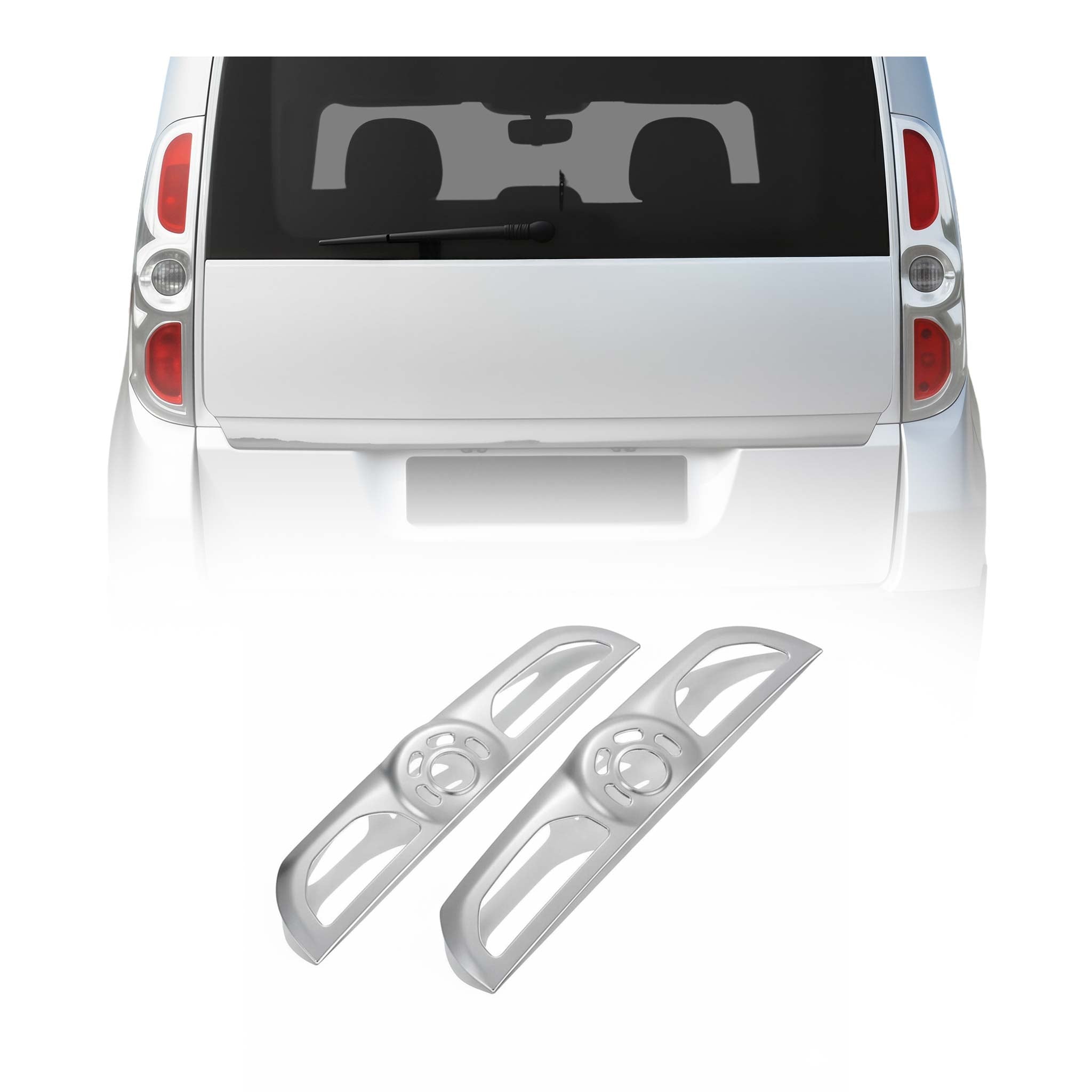 Rücklicht Leisten Heckleuchte für Fiat Doblo 2010-2014 Chrom ABS Matt 2tlg