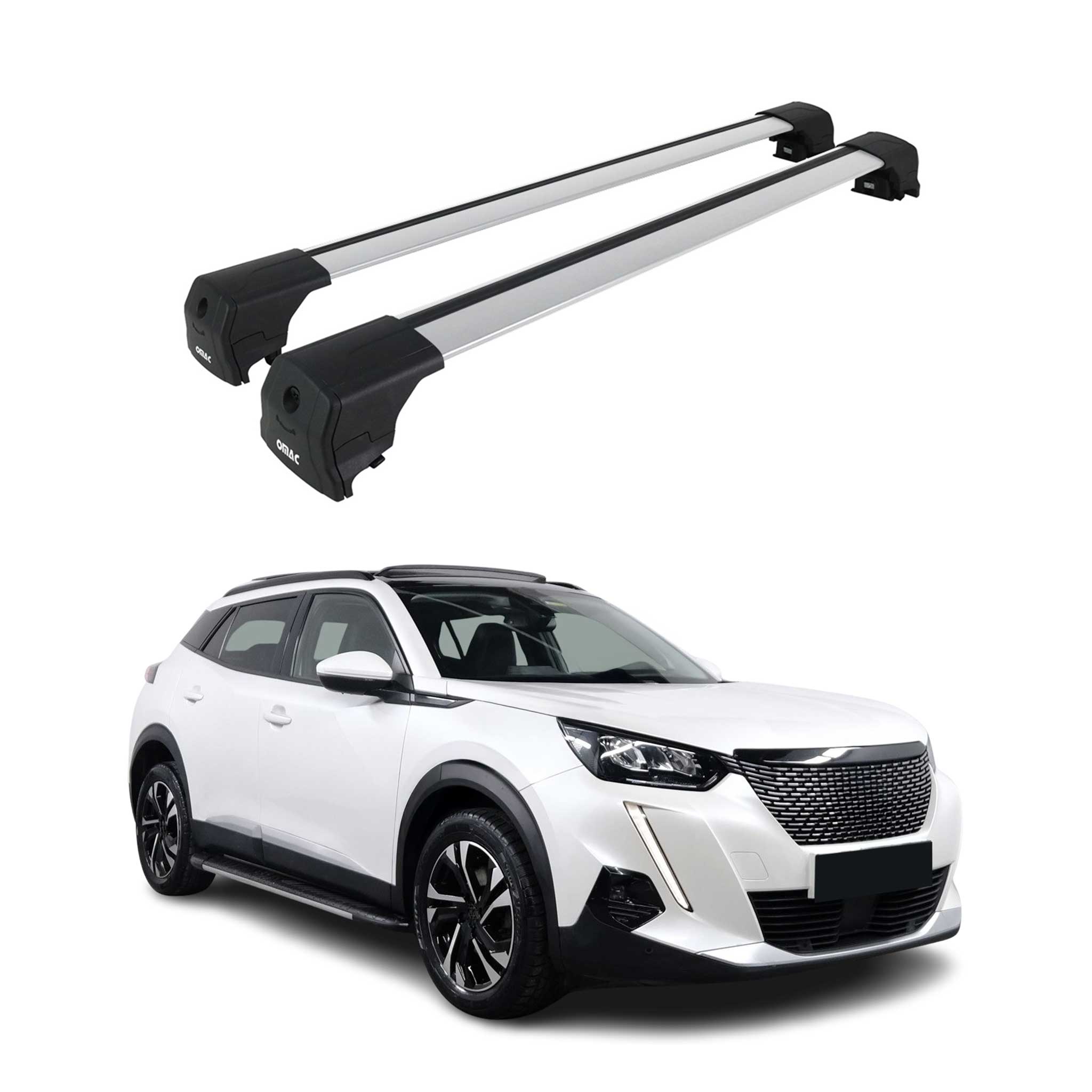Dachträger Grundtäger für Peugeot 2008 2019-2025 75kg Aluminium Silber 2 tlg