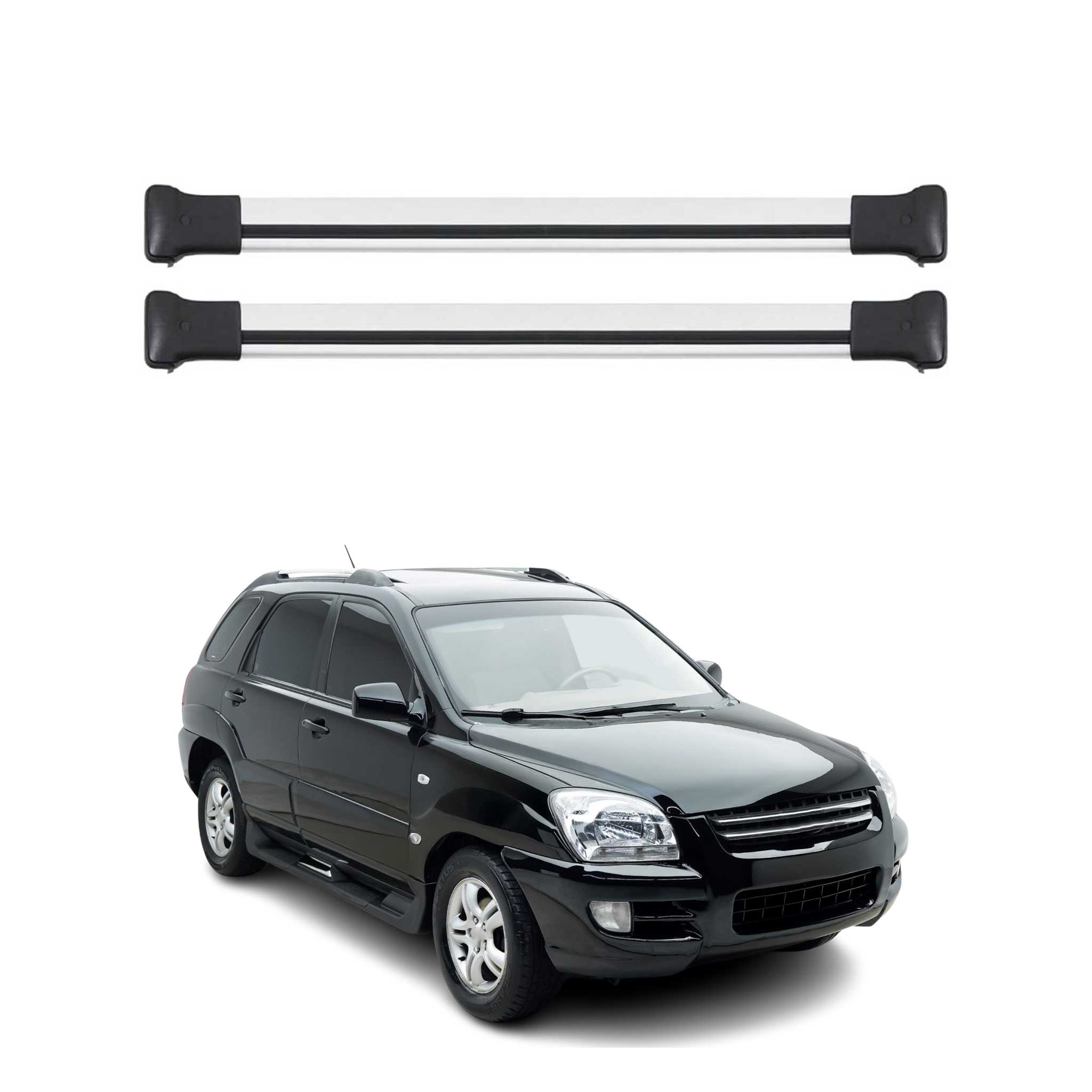 Dachträger Grundtäger für Kia Sportage JE 2004-2010 75kg Aluminium Silber 2 tlg