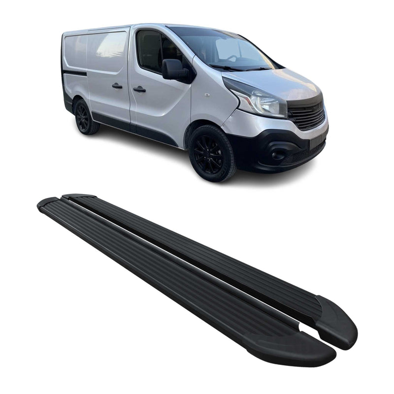 Seitenschweller Trittbretter Schweller für Renault Trafic 2014-24 L1 Alu Schwarz