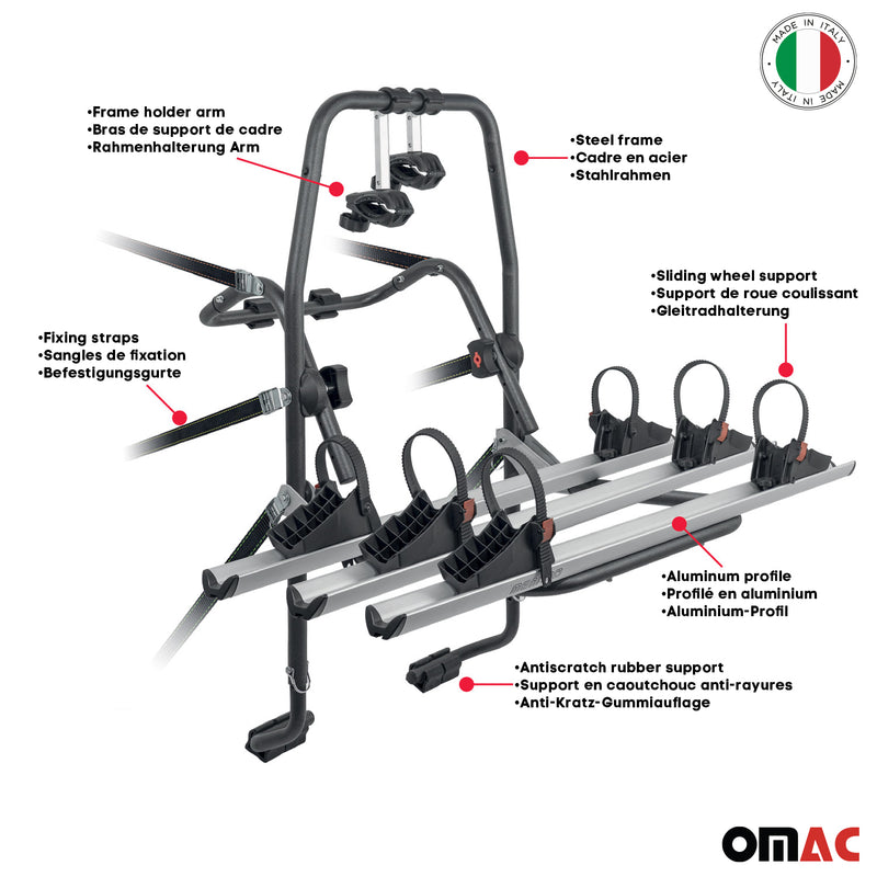 Menabo Fahrradträger 3 Fahrräder für Fiat Marea 1996-2003 Alu Schwarz Silber