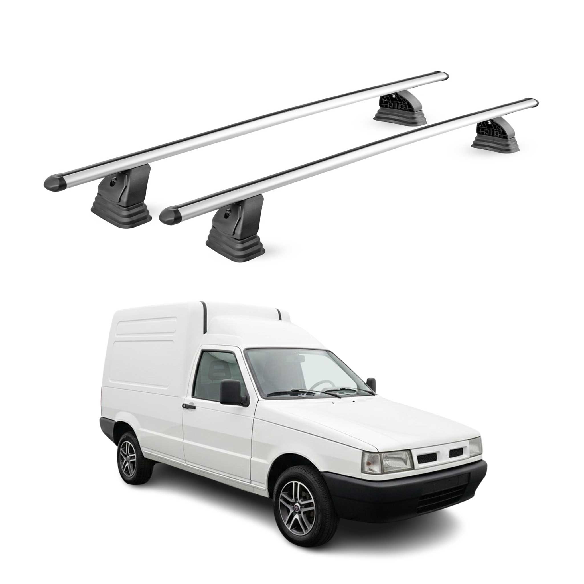Alu Dachträger für Fiat Fiorino 1988-2000 TÜV T-Nut Abschließbar 2tlg Silber