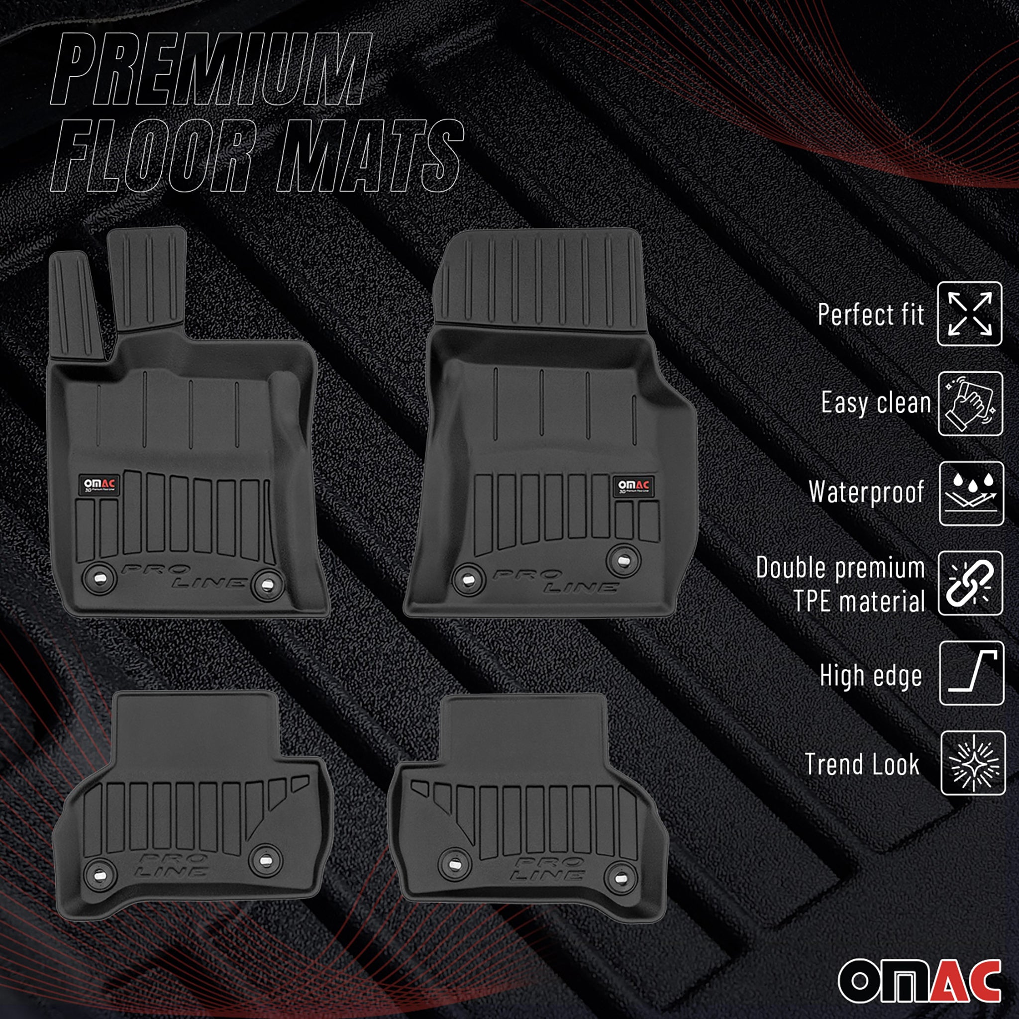 OMAC Gummi Fußmatten für Jaguar XE 2015-2024 Premium TPE 3D Automatten 4 tlg