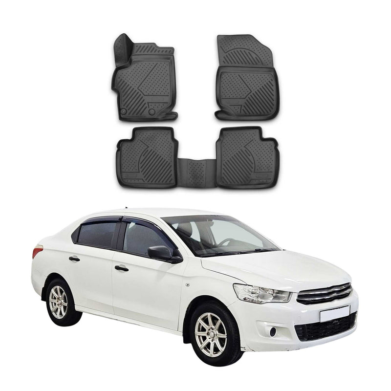 OMAC Gummimatten Fußmatten für Citroen C-Elysee 2012-2021 TPE Matten Schwarz 4x