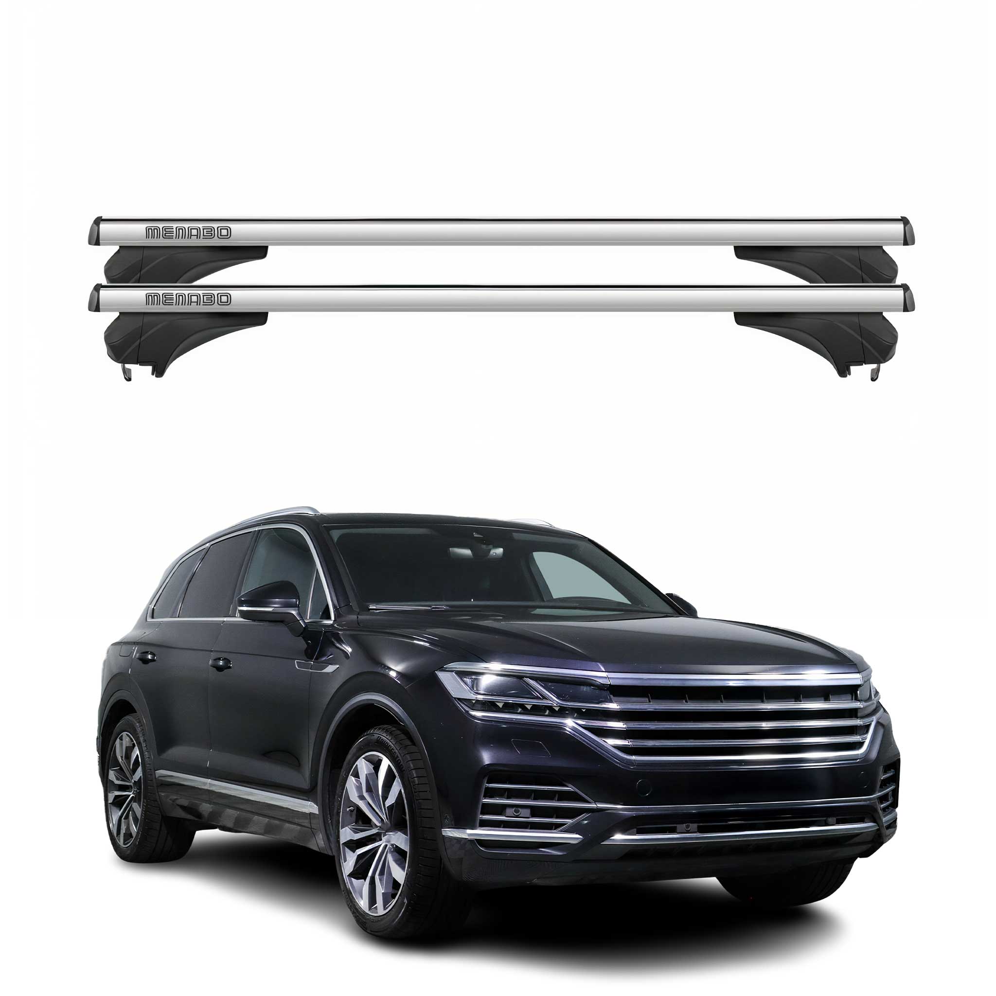 Menabo Dachträger Grundtäger für VW Touareg III 2018-2026 Aluminium Silber 2 tlg