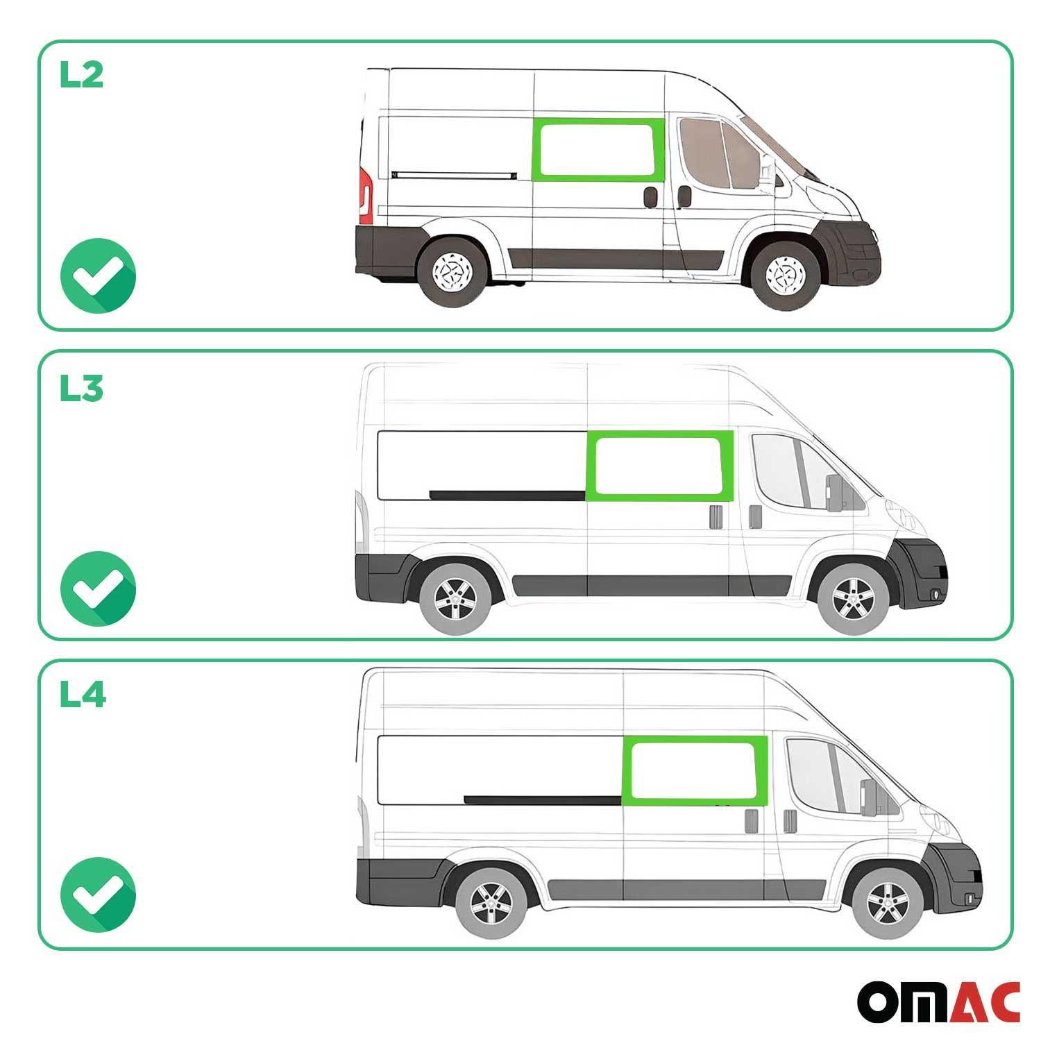 Seitenfenster Schiebetür für Fiat Ducato 2014-2026 Rechts L2 L3 L4 Schwarz