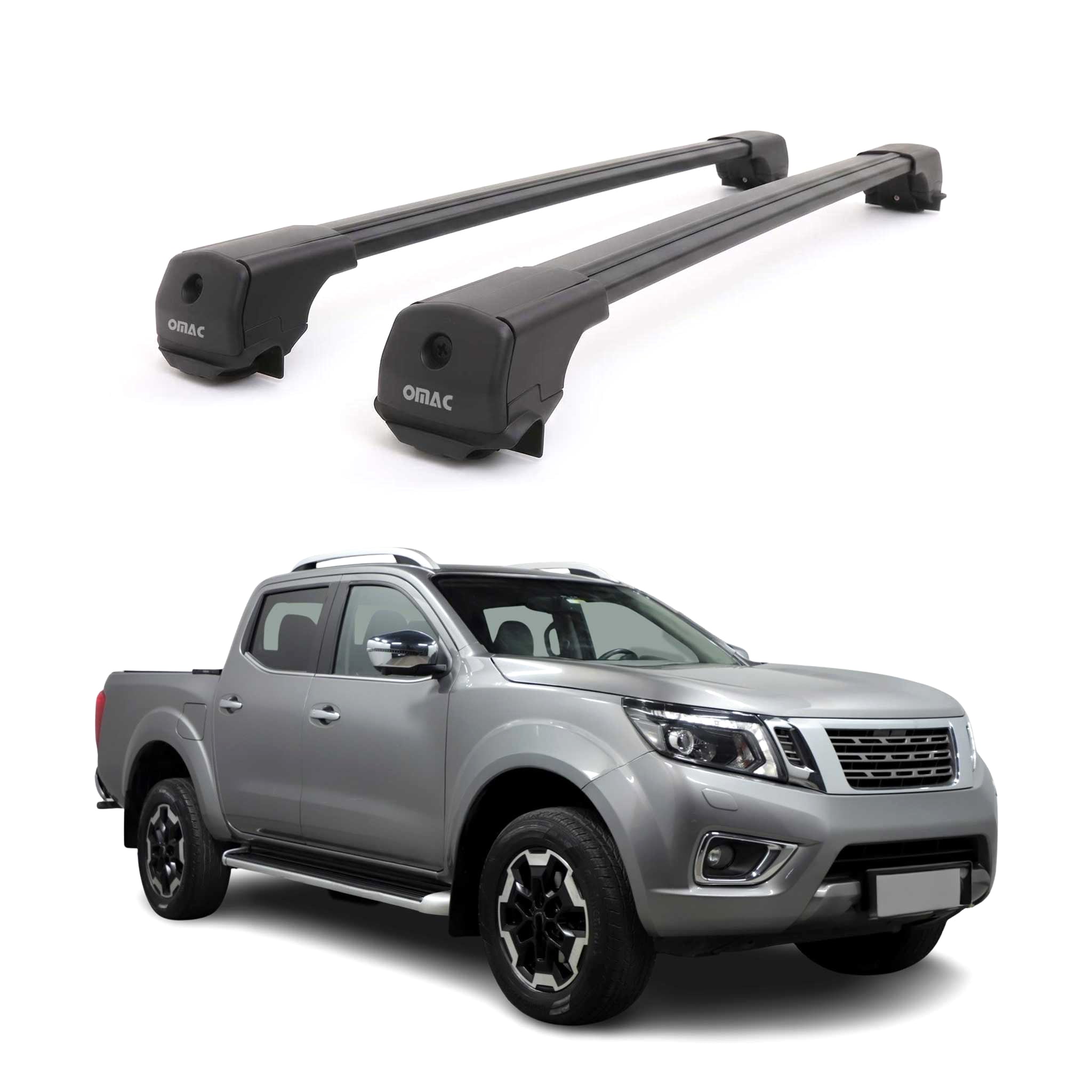 Dachträger für Nissan Navara III D23 2015-2025 4Tür Aluminium 75kg Schwarz 2tlg