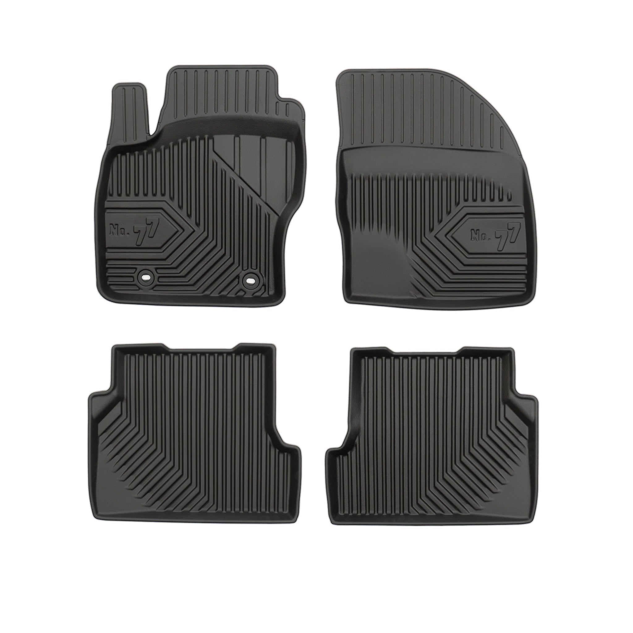 Fußmatten Gummimatten No.77 für Ford Focus mk2 2004-2011 TPE Schwarz 4 Teile
