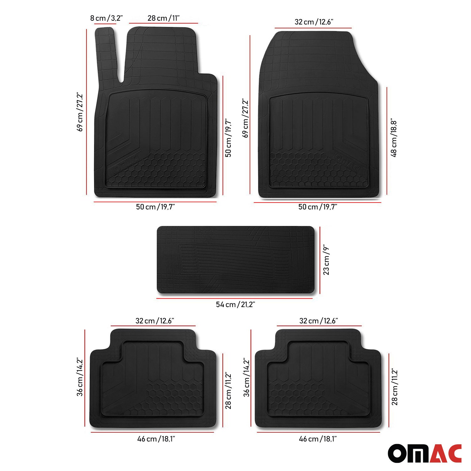Fußmatten Gummimatten 3D Matte für Opel Grandland X Gummi Schwarz 5tlg