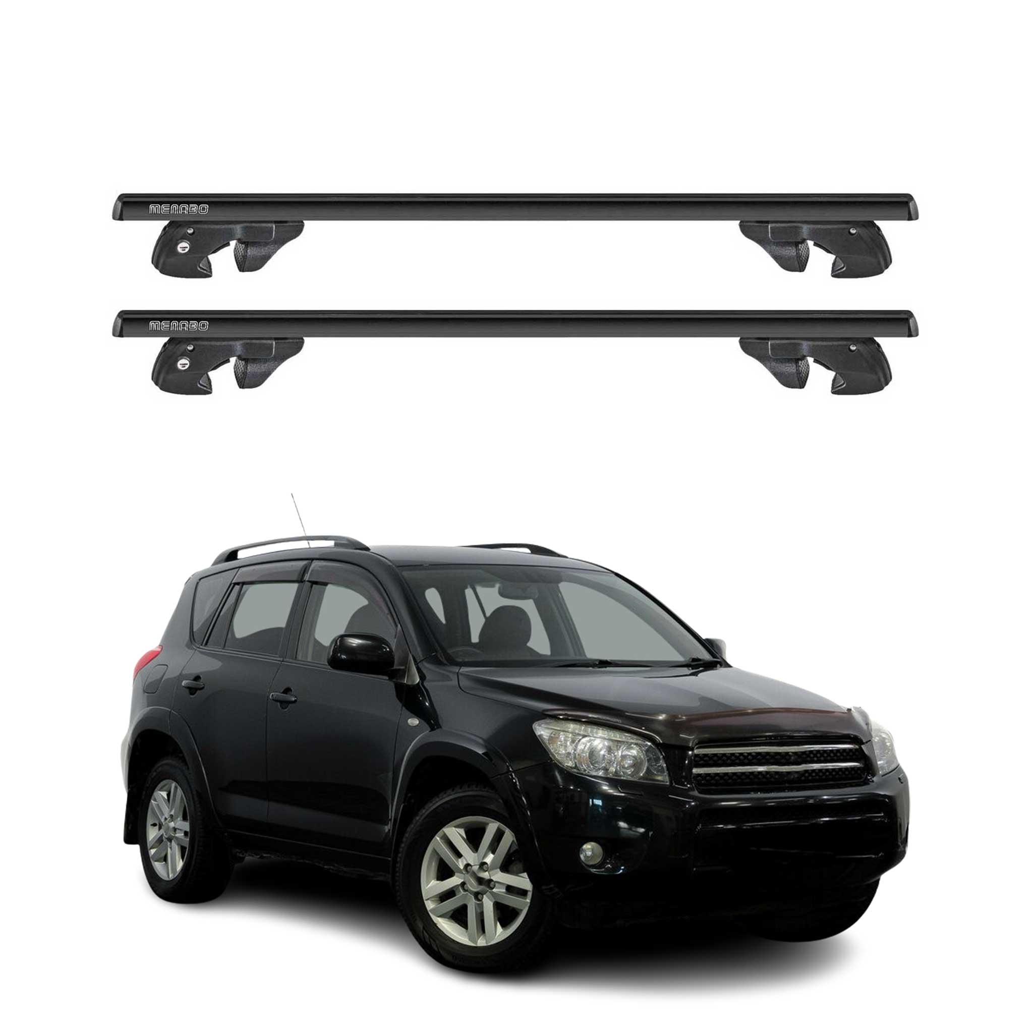 Dachträger Grundtäger für Toyota RAV4 III 2006-2012 Alu 90kg TÜV Schwarz 2tlg