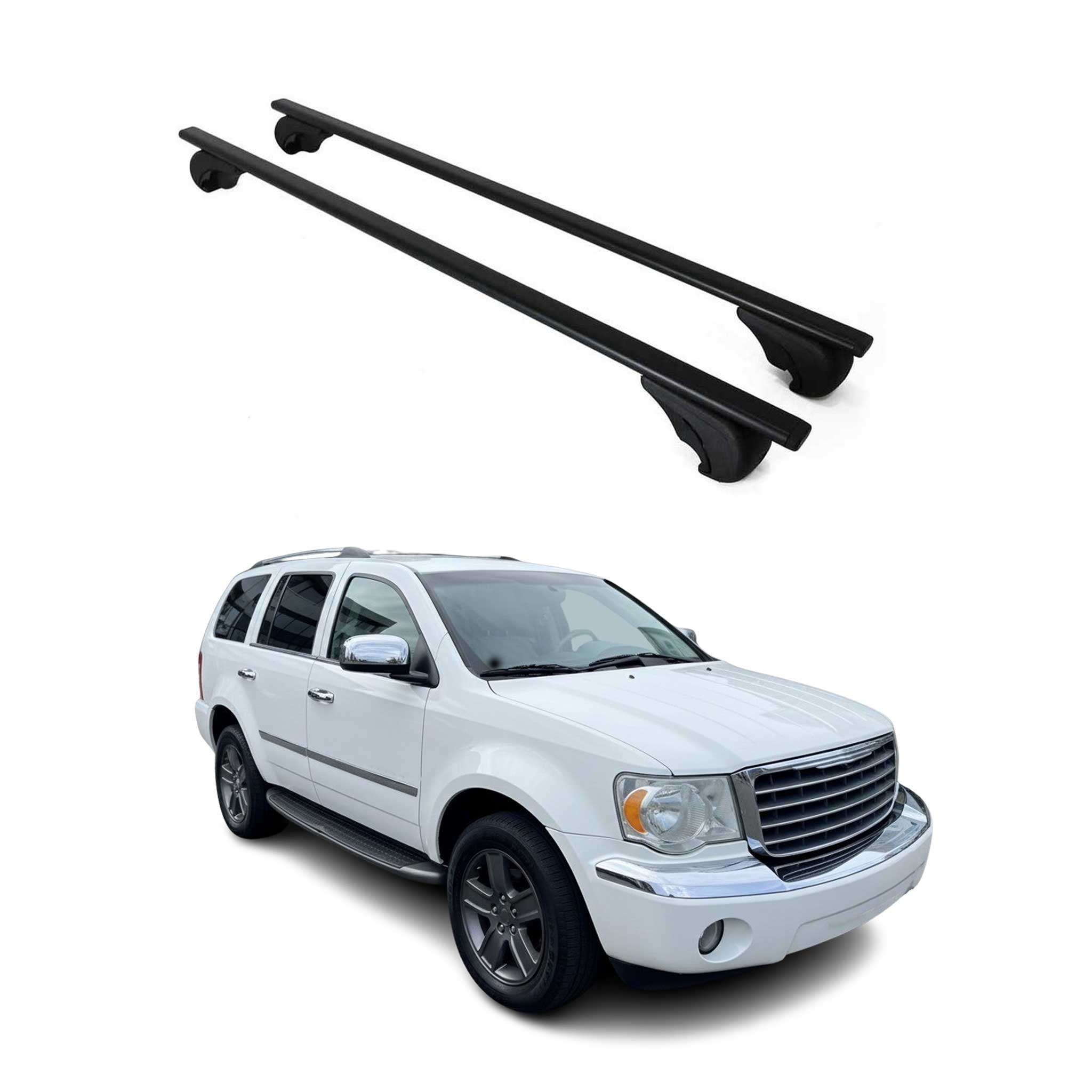 Dachträger Grundtäger für Chrysler Aspen 2007-2009 75kg Metall Schwarz 2 tlg