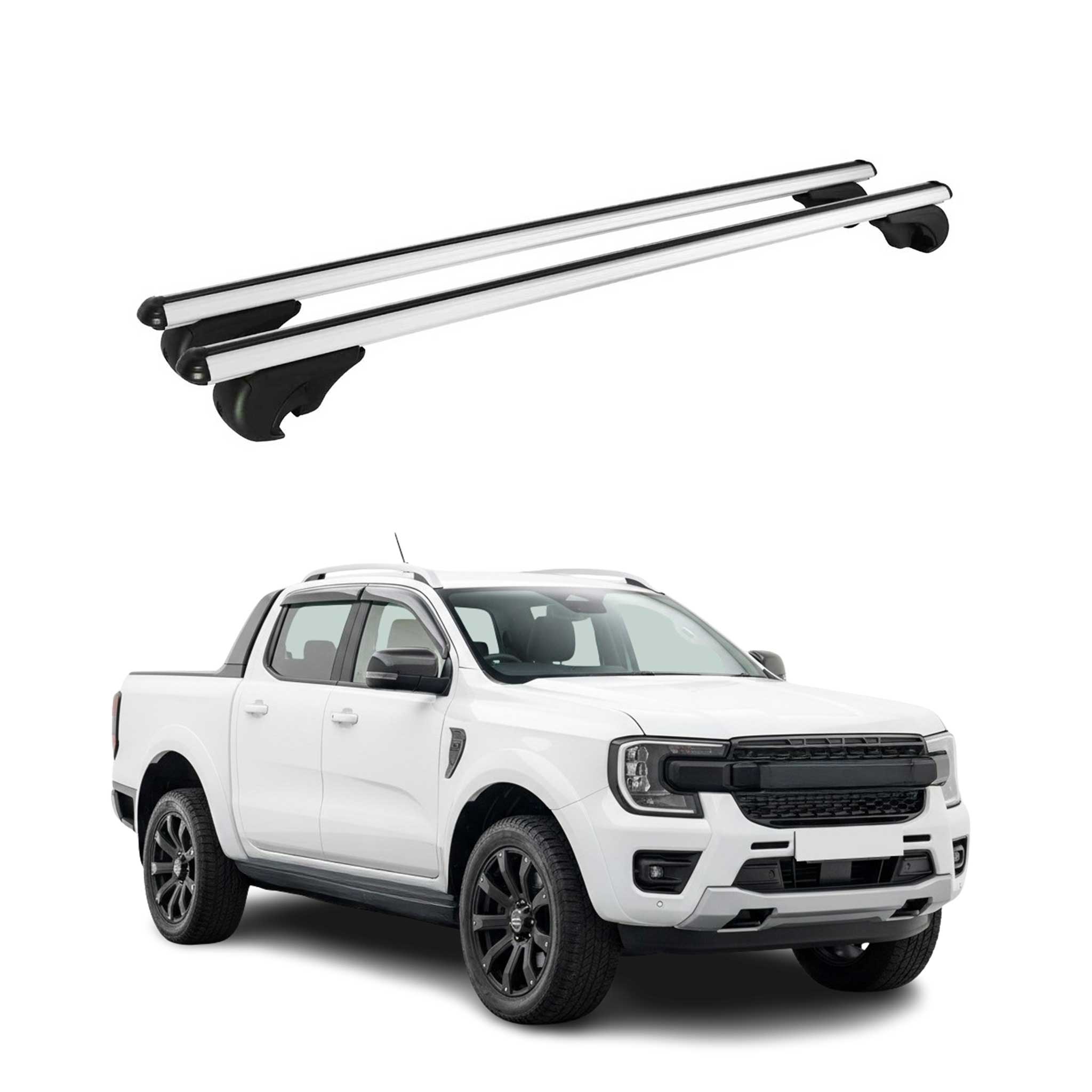 Dachträger Grundträger für Ford Ranger IV 2022-2026 TÜV Aluminium Silber 2tlg