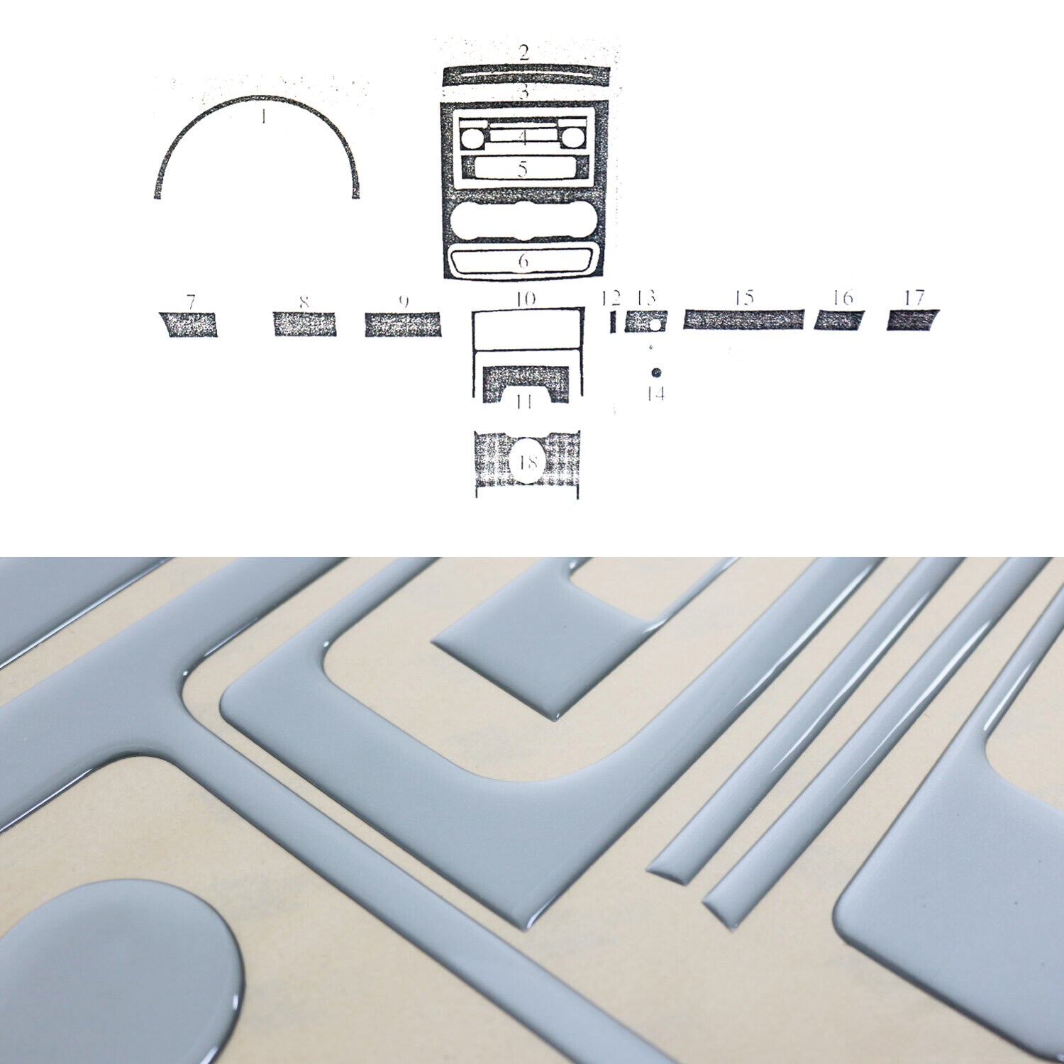 Innenraum Dekor Cockpit für Mercedes Sprinter W906 2006-2018 Aluminium Optik 18x