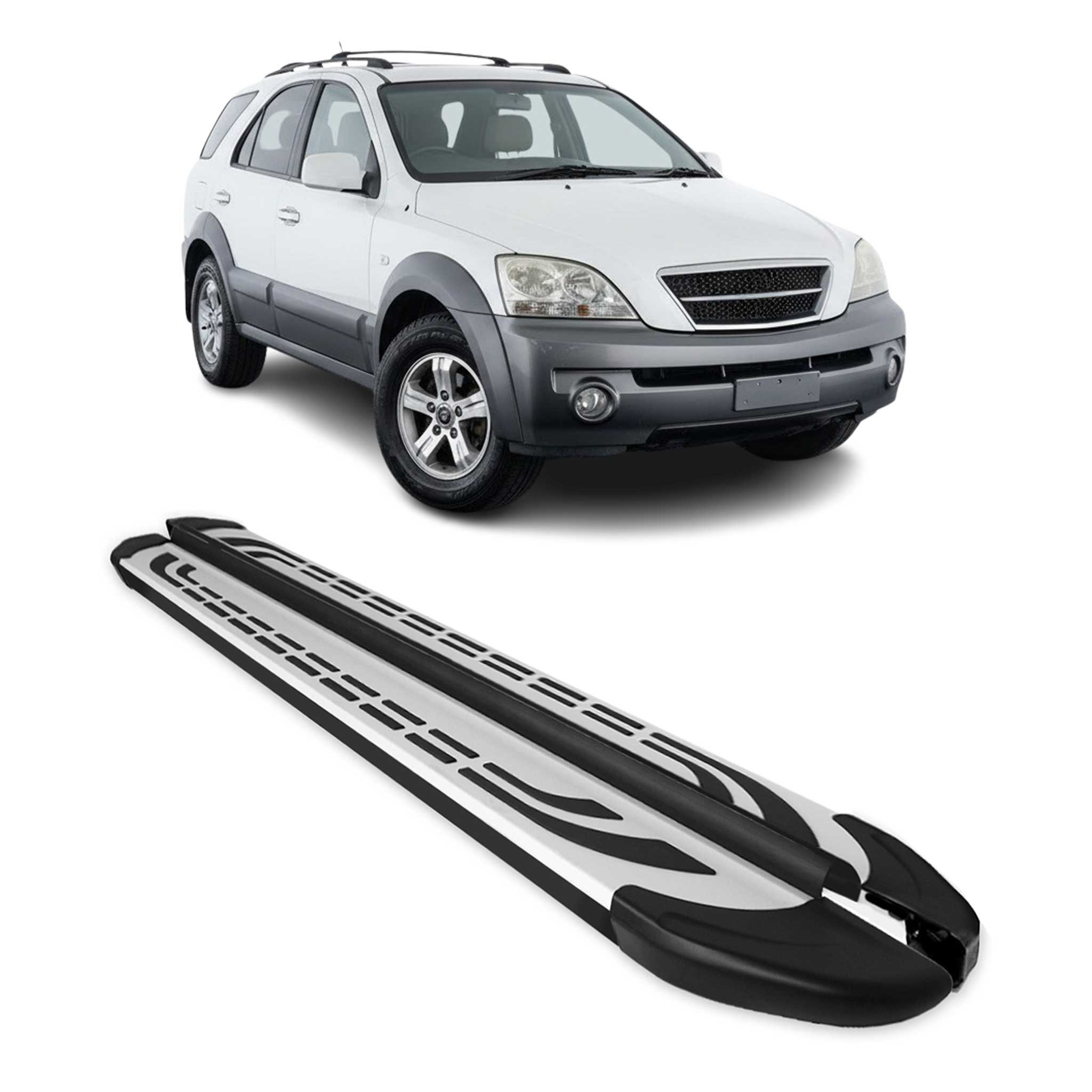 Trittbretter Seitenschweller Seitenbretter für Kia Sorento 2002-2010 Alu Schwarz