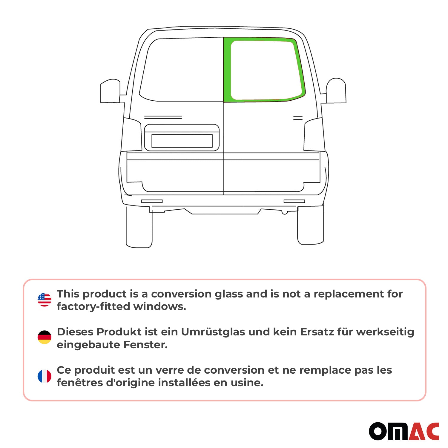 Heckscheibe Flügeltürfenster für VW T6 T6.1 Transporter 2015-2024 Hinten L1 L2