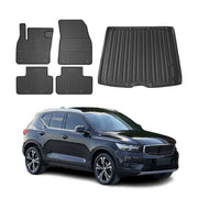 Fußmatten & Kofferraumwanne Set für Volvo XC40 2018-2026 Gummi TPE Schwarz 5x
