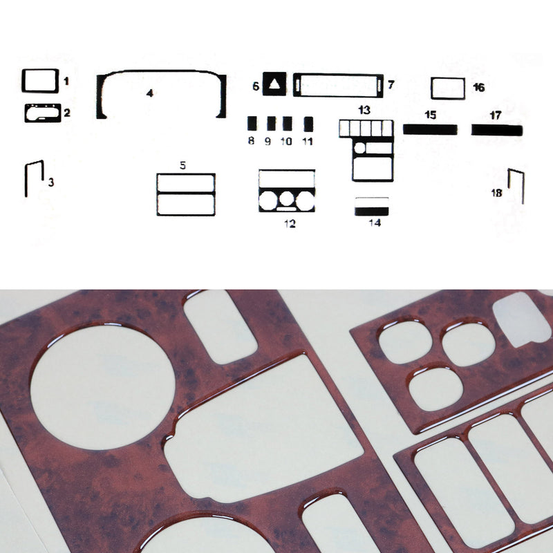 Innenraum Dekor Cockpit für VW Transporter T4 1990-2003 Wurzelholz Optik 18tlg