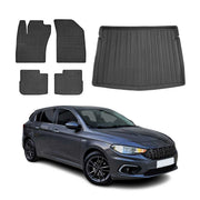 Fußmatten & Kofferraumwanne Set für Fiat Tipo Schrägheck 2015-2026 Gummi 5x