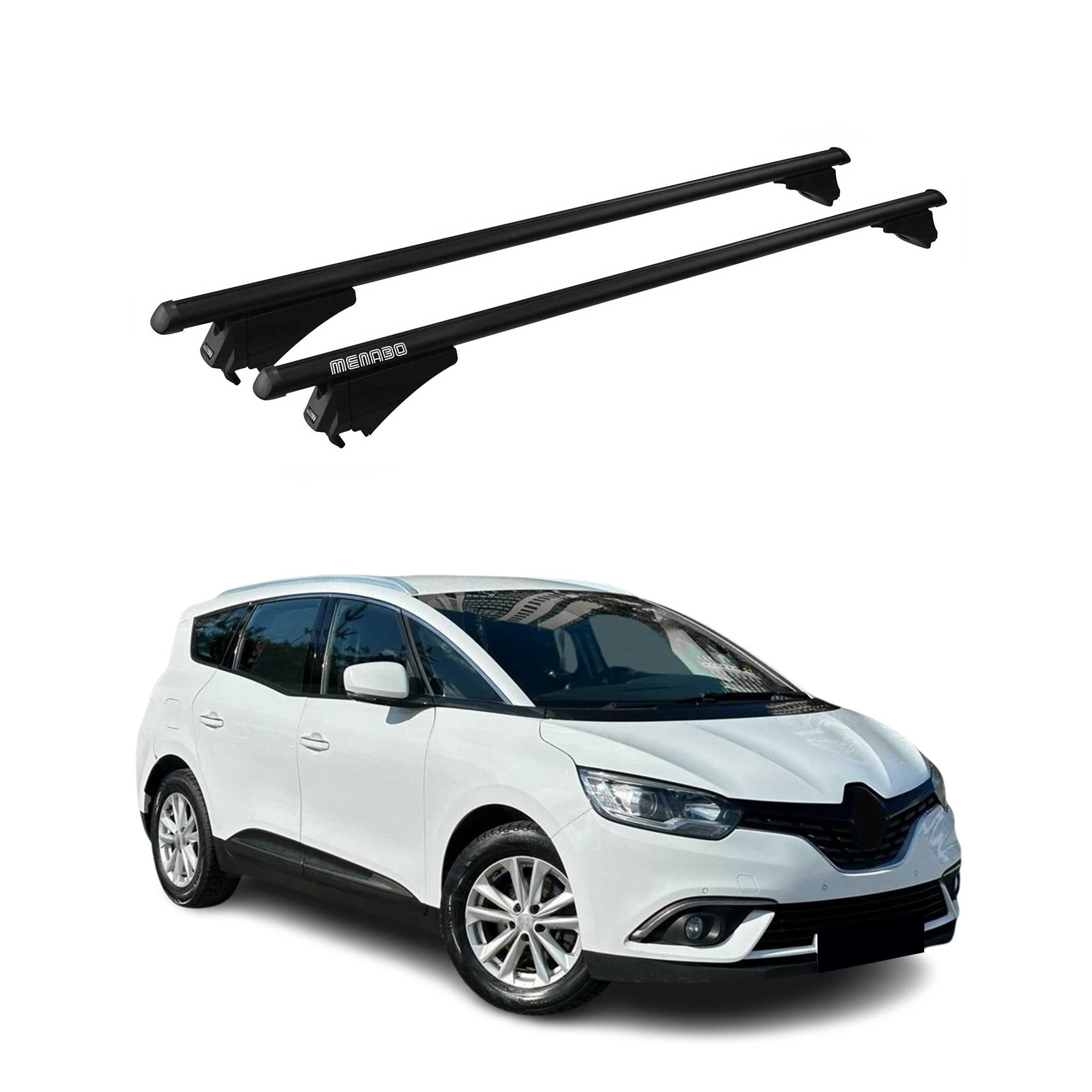 Menabo Dachträger für Renault Grand Scenic mk4 2017-2022 75kg Alu Schwarz 2x