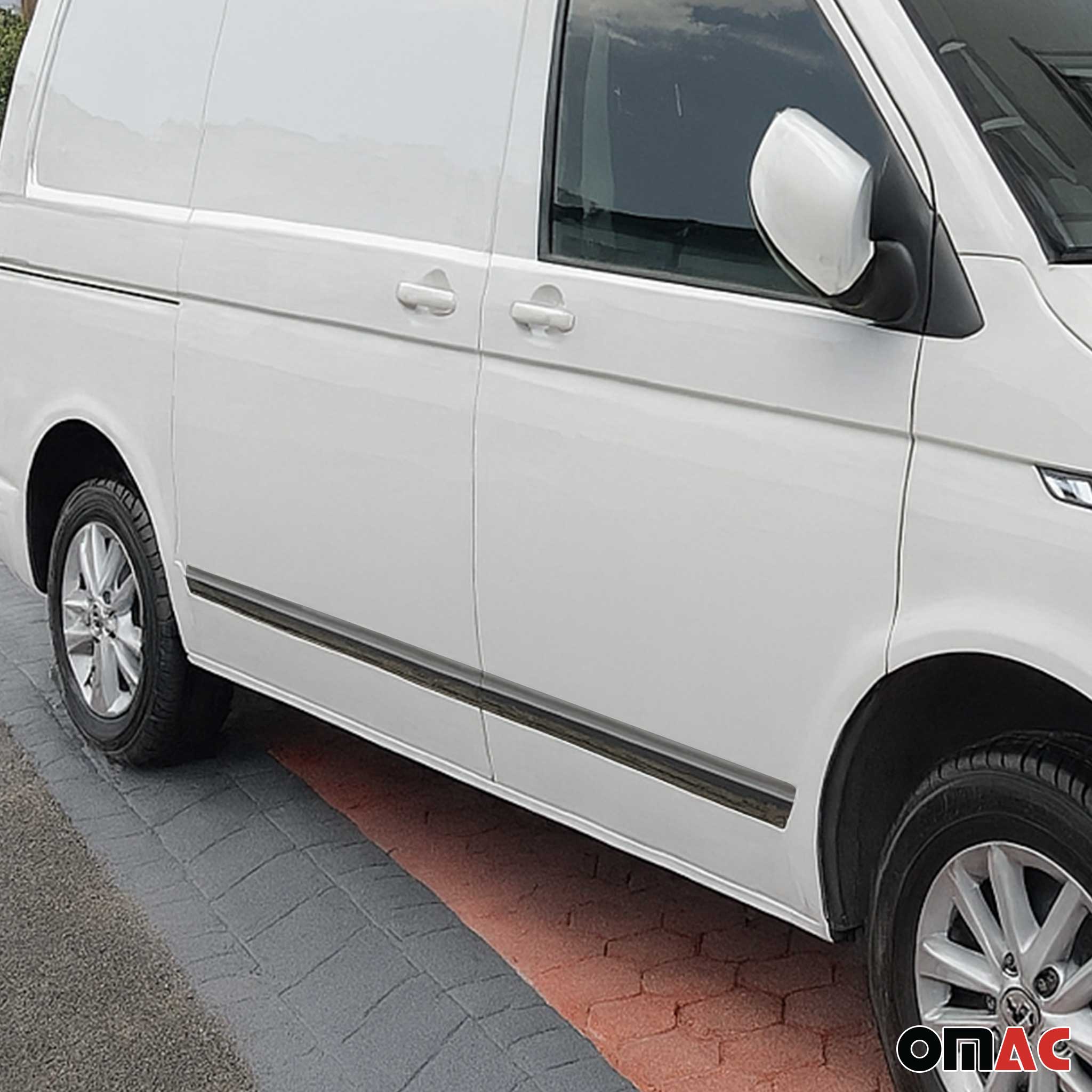Seitentürleiste für VW T6 T6.1 Transporter 2015-2024 L1 LHD Edelstahl Dunkel 5x