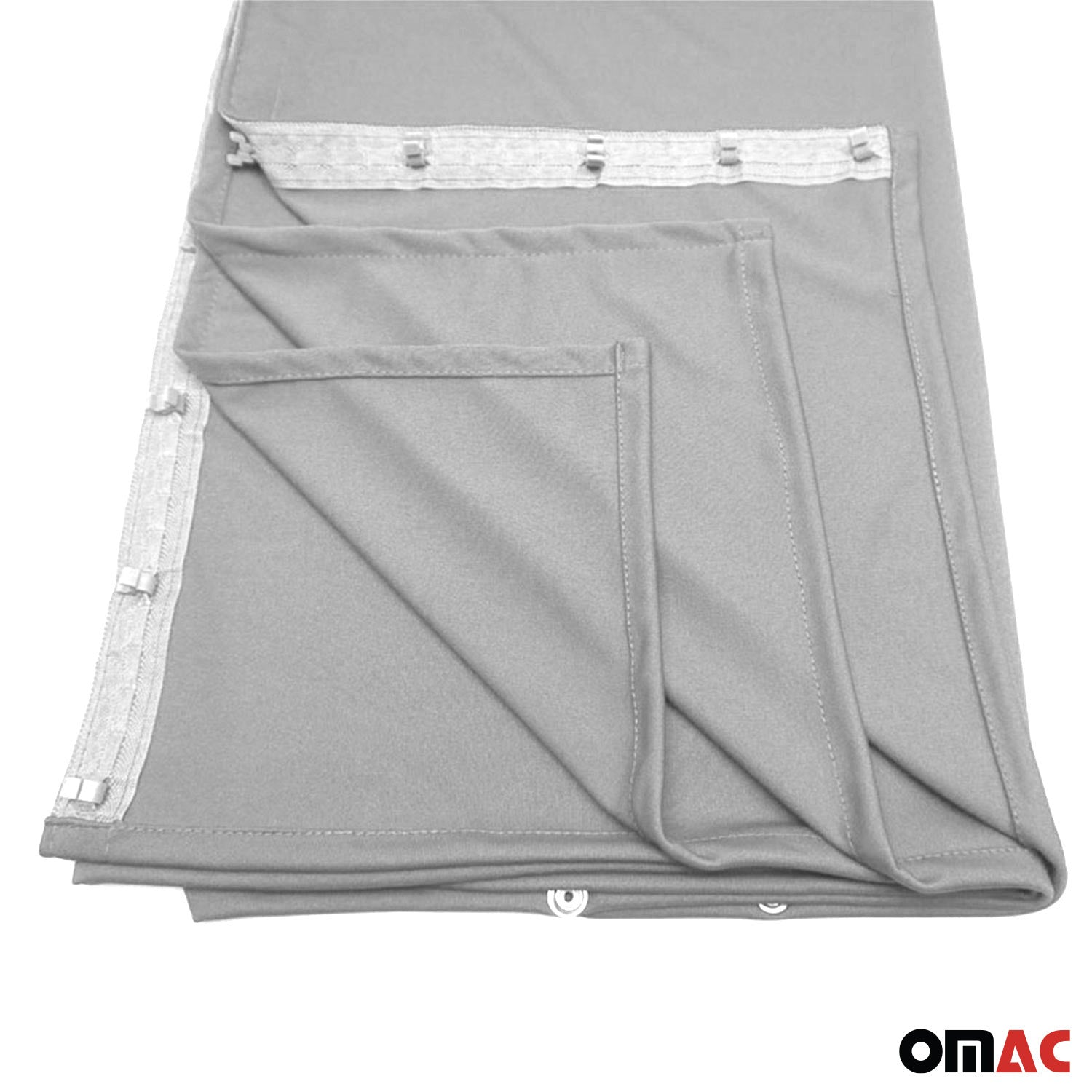 Kabinenvorhang Textil/Polyester Grau, 2 Vorhänge – 1 Profil 180x160 cm