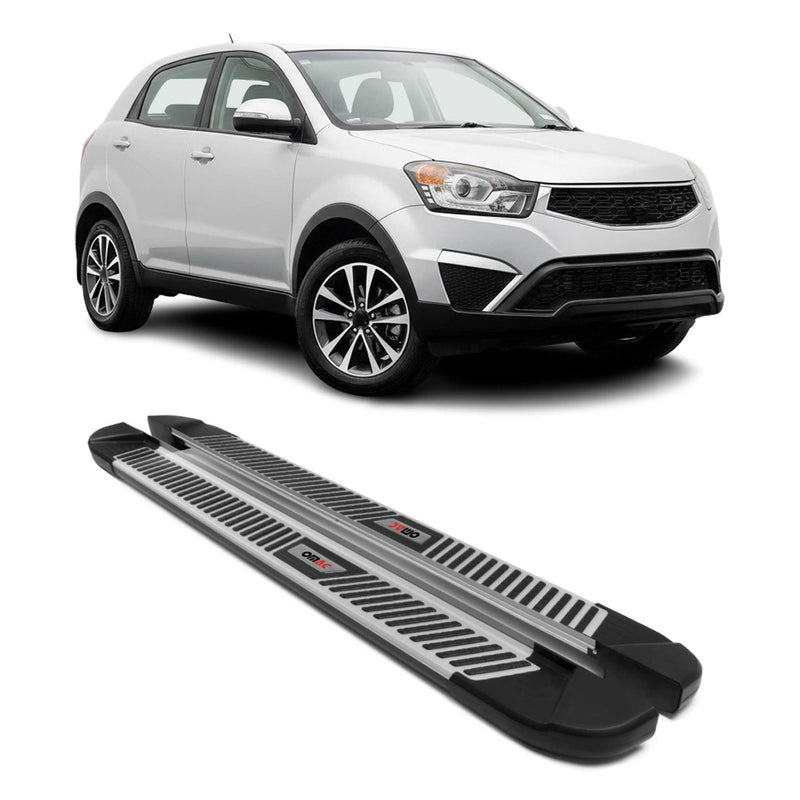 Trittbretter Seitenbretter Schweller für Ssangyong Korando C 2011-19 Alu Schwarz
