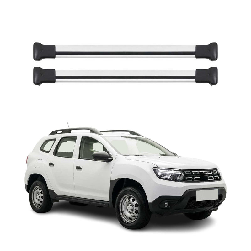 Dachträger Grundtäger für Dacia Duster mk2 2018-2023 75kg Aluminium Silber 2 tlg