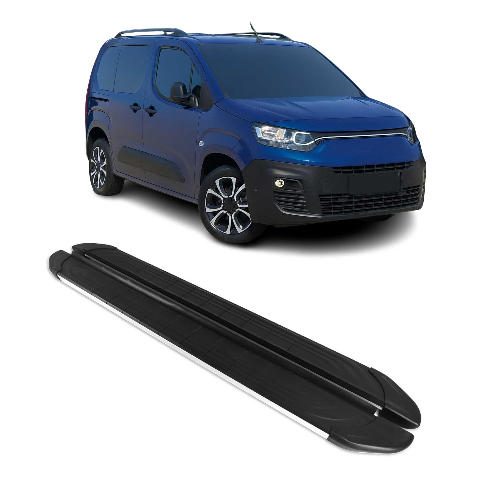 Seitenschweller Trittbretter für Fiat Doblo 2022-2026 Kombi L1 Silber 2 tlg