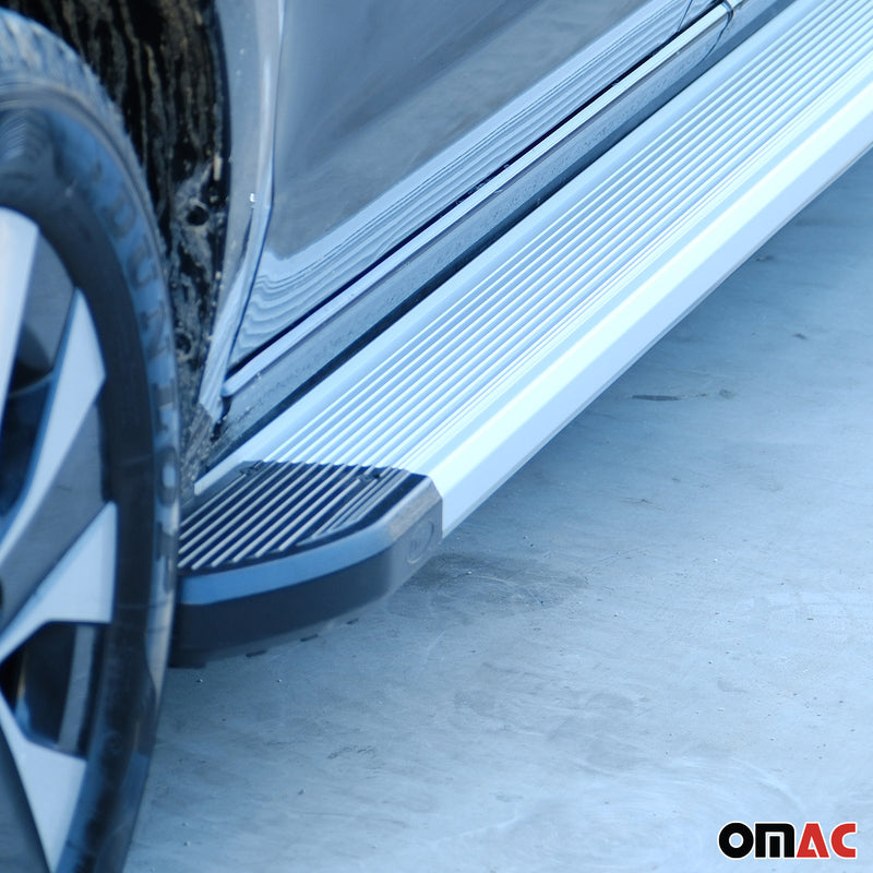 Trittbretter Seitenschweller für Ford Transit Custom 2023-2025 L2 Alu Grau 2 tlg