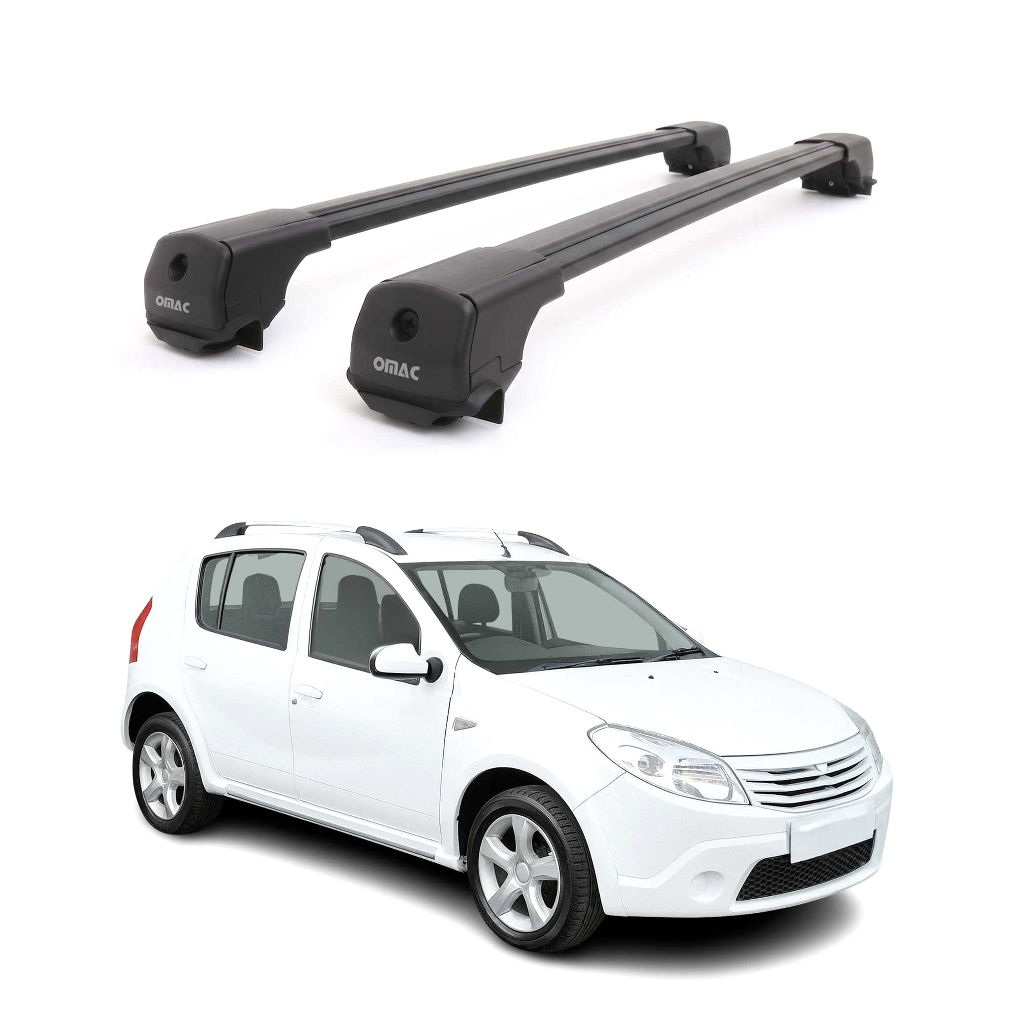 Dachträger Grundträger für Dacia Sandero 2008-2012 Aluminium 75kg Schwarz 2tlg