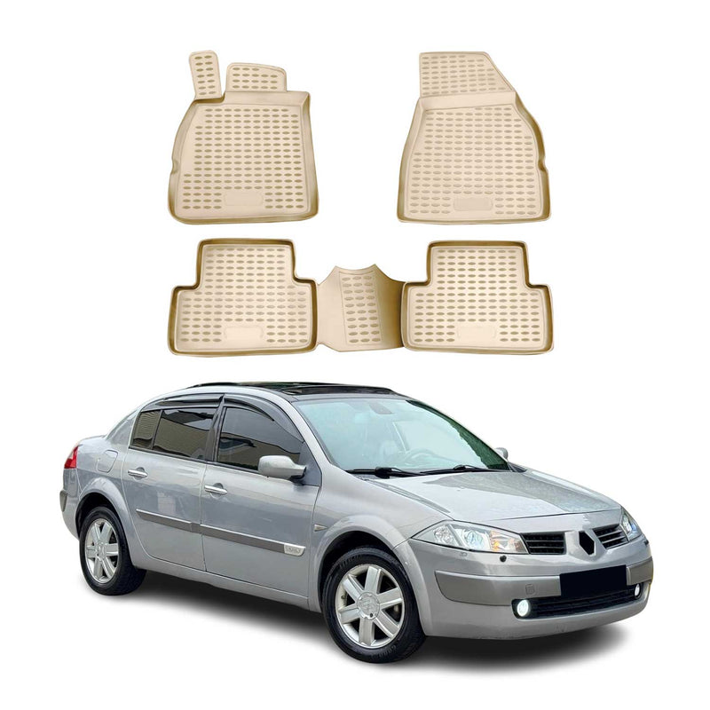 OMAC Gummimatten Fußmatten für Renault Megane 2002-2009 TPE Automatten Beige 4x