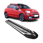 Trittbretter Seitenschweller Seitenbretter für Fiat 500X 2015-2026 Schwarz Alu