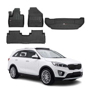 OMAC Fußmatten & Kofferraumwanne Set für Kia Sorento 2015-2020 Gummi Schwarz 4x