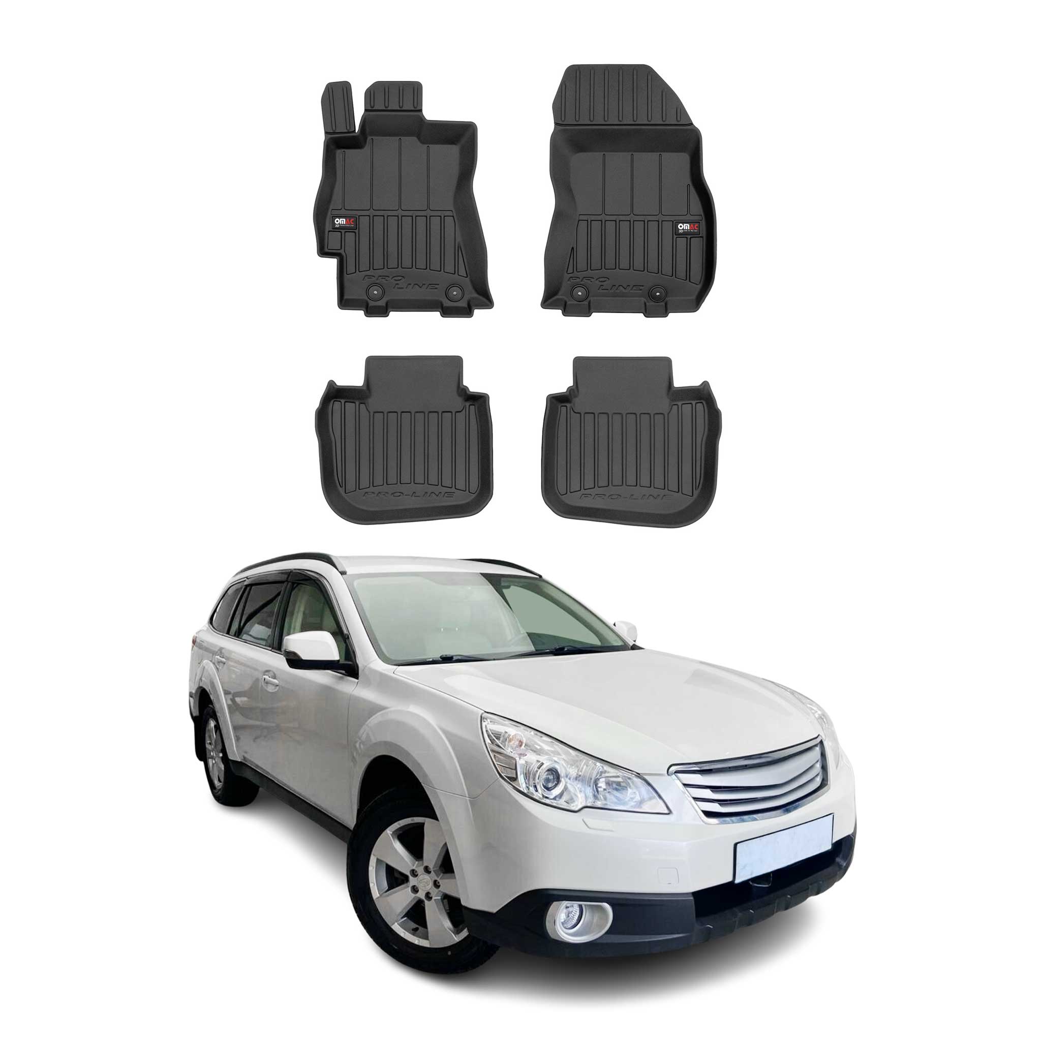 Fußmatten Gummimatten für Subaru Legacy V 2009-2014 OMAC 3D Schwarz Premium TPE