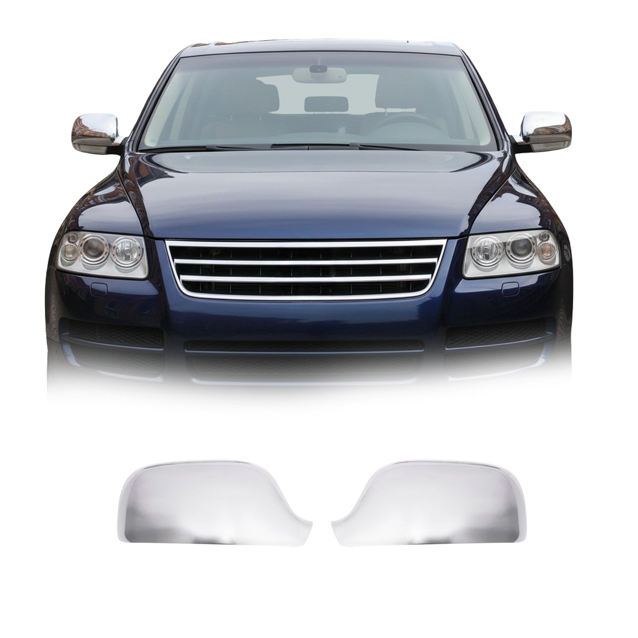 Spiegelkappen Spiegelabdeckung für VW Touareg I 2002-2010 Edelstahl Chrom 2tlg