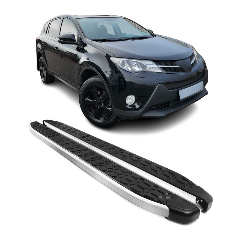 Alu Trittbretter Seitenschweller für Toyota RAV4 2013-2018 Schwarz Silber 2tlg