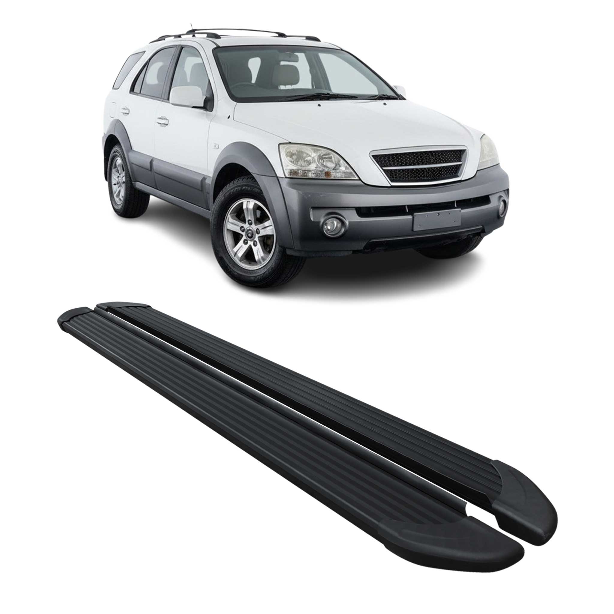 Seitenschweller Trittbretter Schweller für Kia Sorento 2002-2010 Alu Schwarz