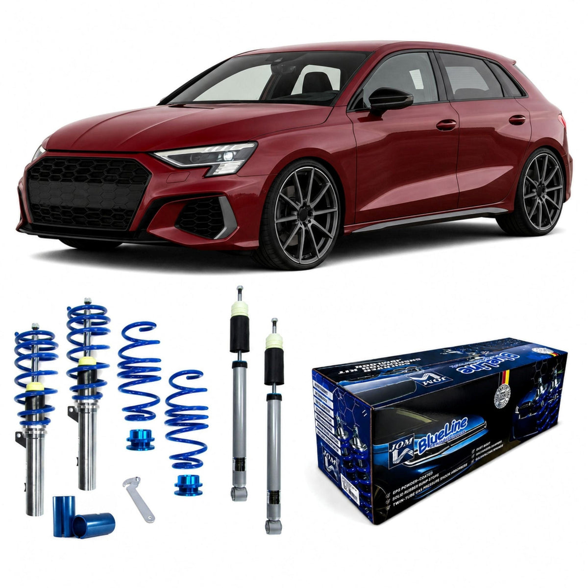 JOM BlueLine Gewindefahrwerk für Audi A3 (GY) 35 40 TFSI / 30 TDI / 35 TDI 2020-
