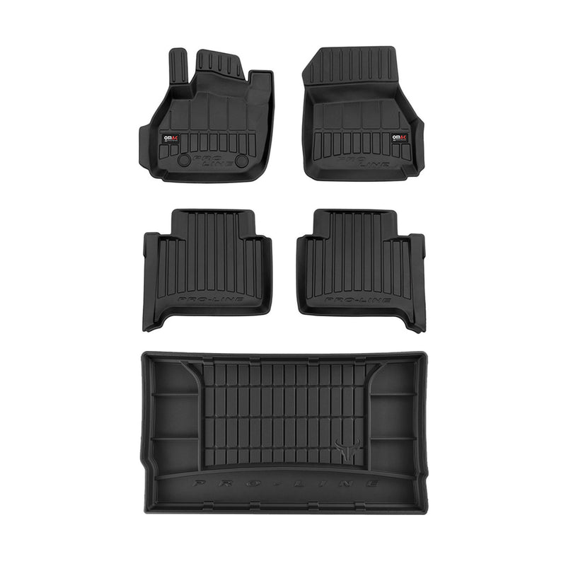 OMAC Fußmatten & Kofferraumwanne Set für Renault Zoe 2012-2024 Gummi Schwarz 5x