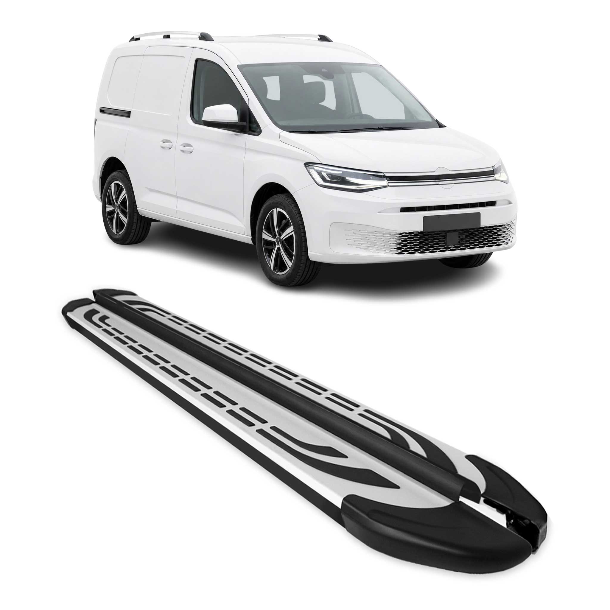 Trittbretter Seitenschweller für VW Caddy Maxi 2020-2026 L2 Schwarz Aluminium