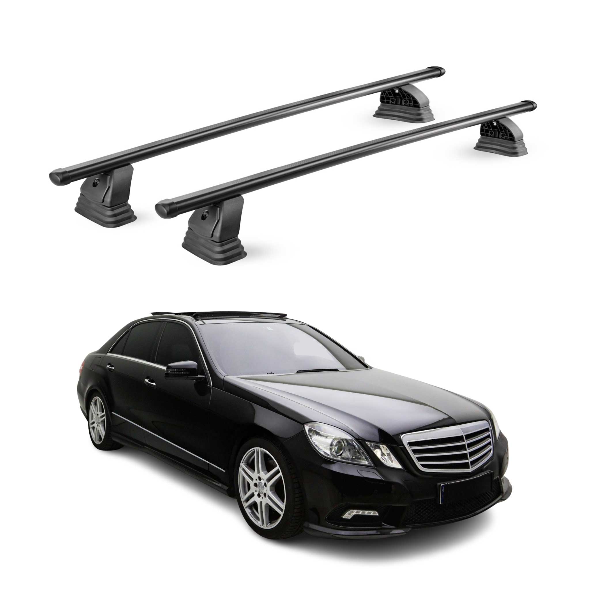 Stahl Dachträger für Mercedes E Klasse W212 2010-2016 TÜV 75 kg 2tlg Schwarz
