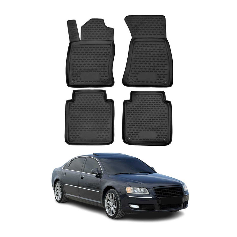 OMAC Gummimatten Fußmatten für Audi A8 Lang D3 2002-2010 TPE Matten Schwarz 4x
