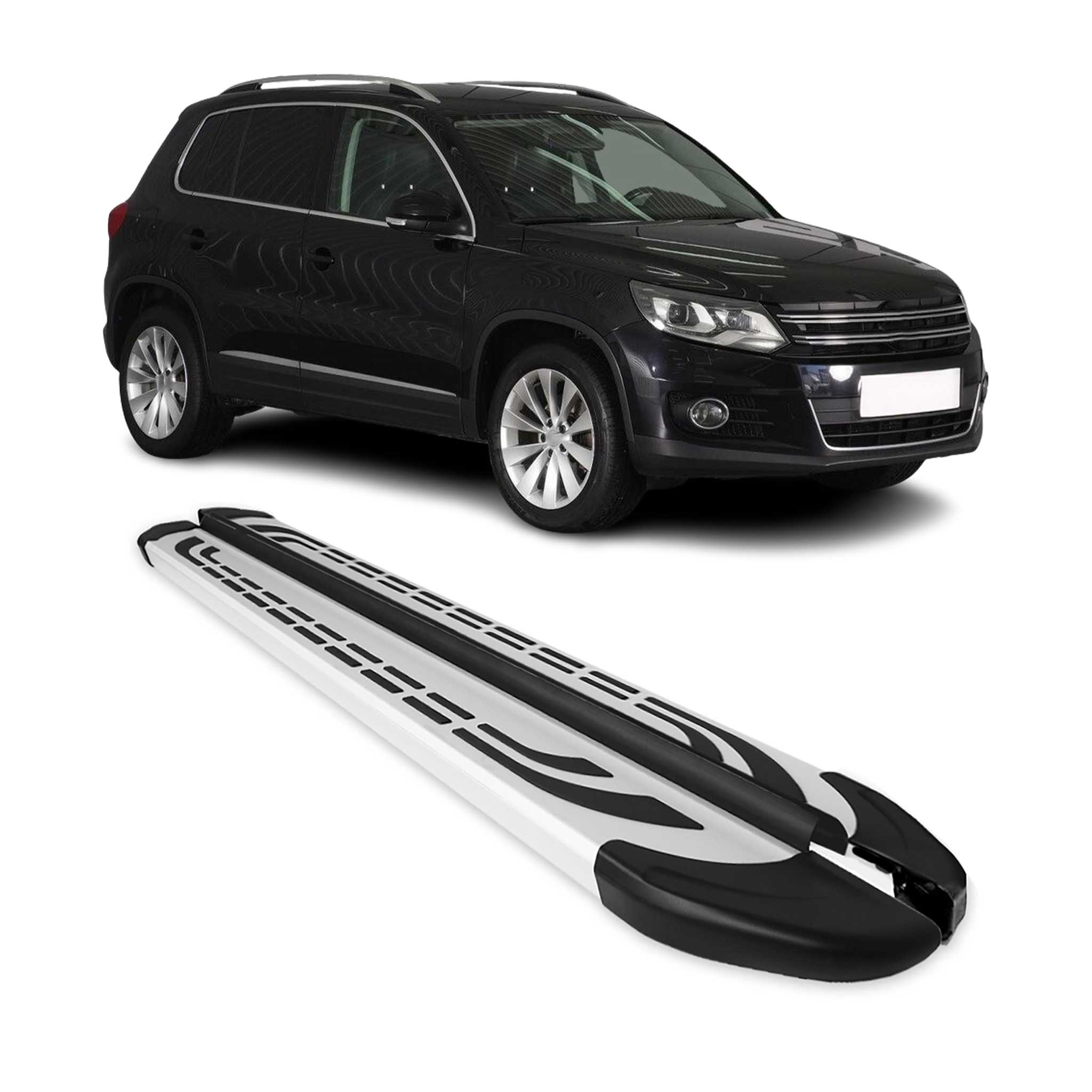 Trittbretter Seitenschweller Seitenbretter für VW Tiguan 2007-2016 Alu Silber 2x