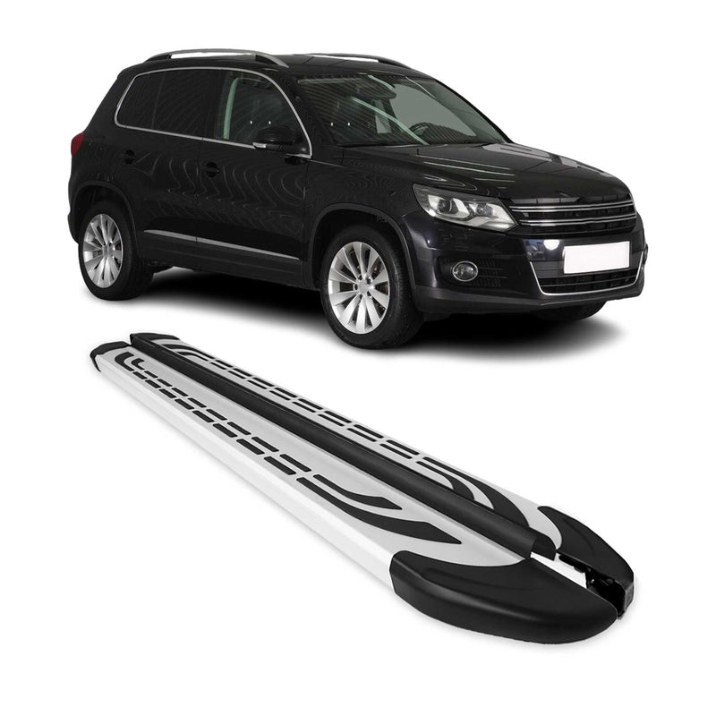 Trittbretter Seitenschweller Seitenbretter für VW Tiguan 2007-2016 Alu Silber 2x