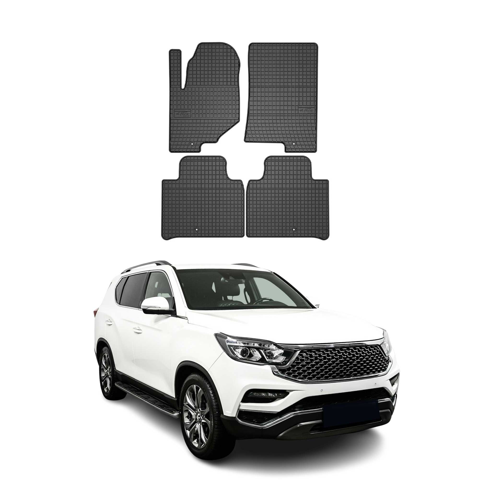 OMAC Gummi Fußmatten für Ssangyong Rexton 2017-2025 Automatten Gummi Schwarz 4x