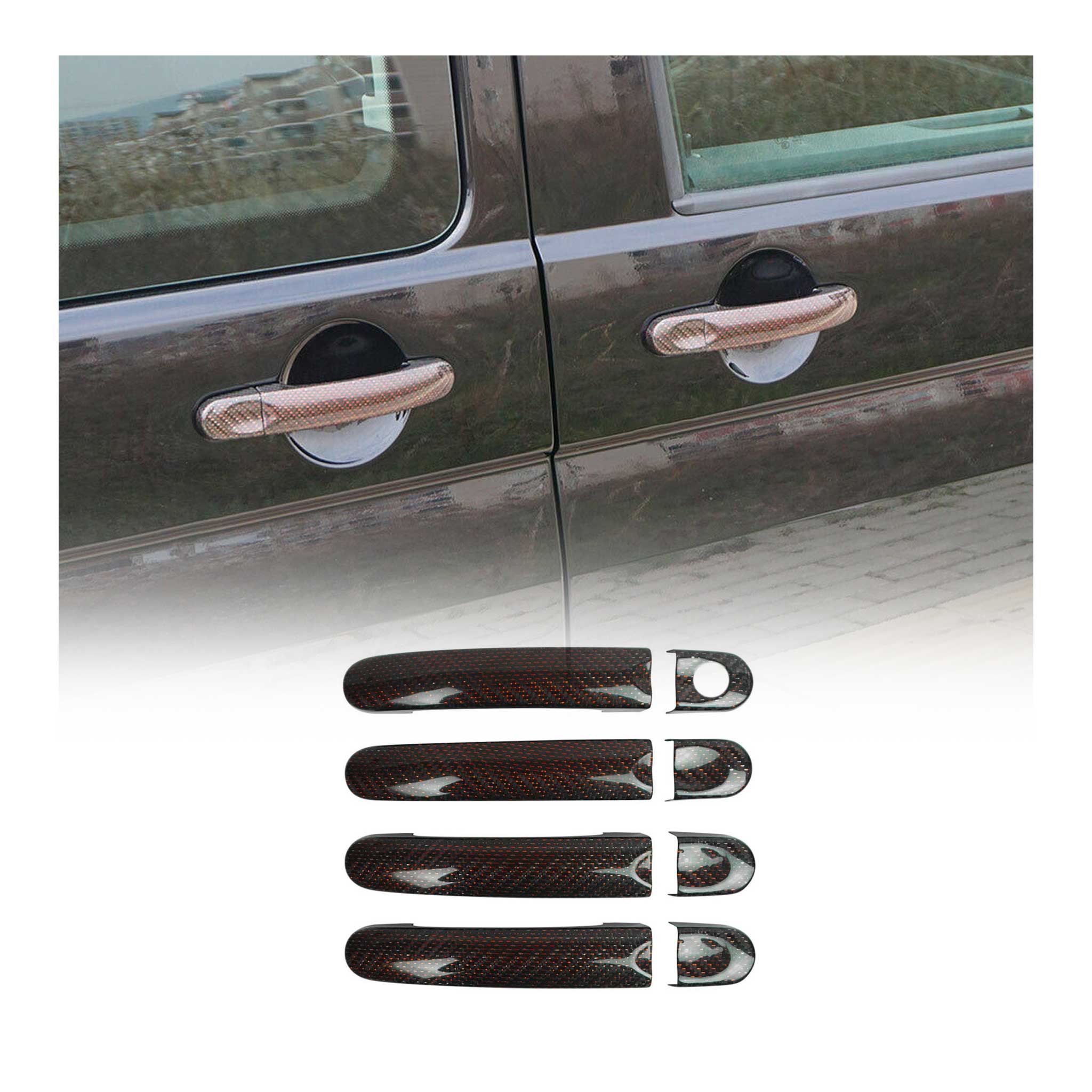 Türgriff Blende Türgriffkappe für VW Caravelle T5 2003-2015 4Tür H2 Carbon Rot