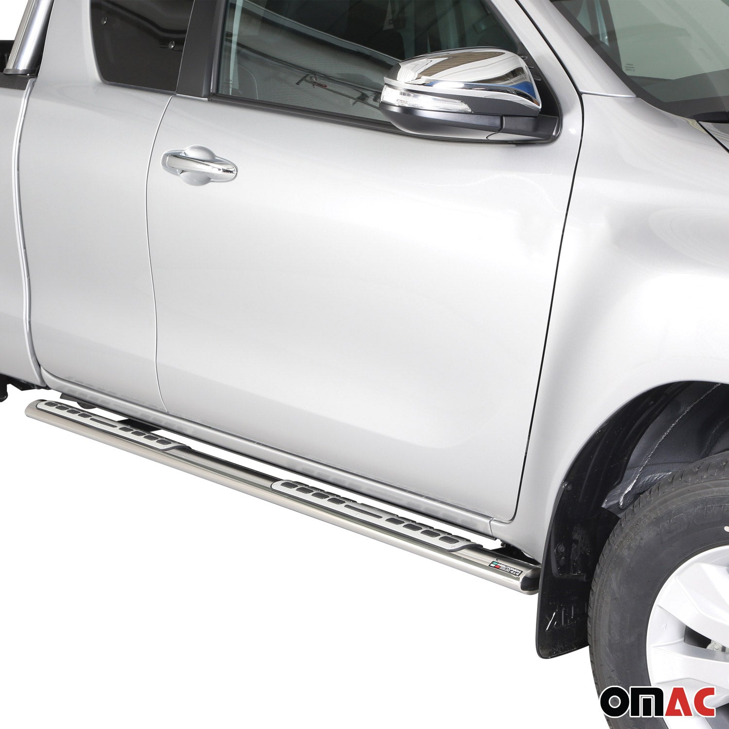 Stahl Seitenschweller Schwellerrohre für Toyota Hilux Extra Cab 2015-2026 Grau