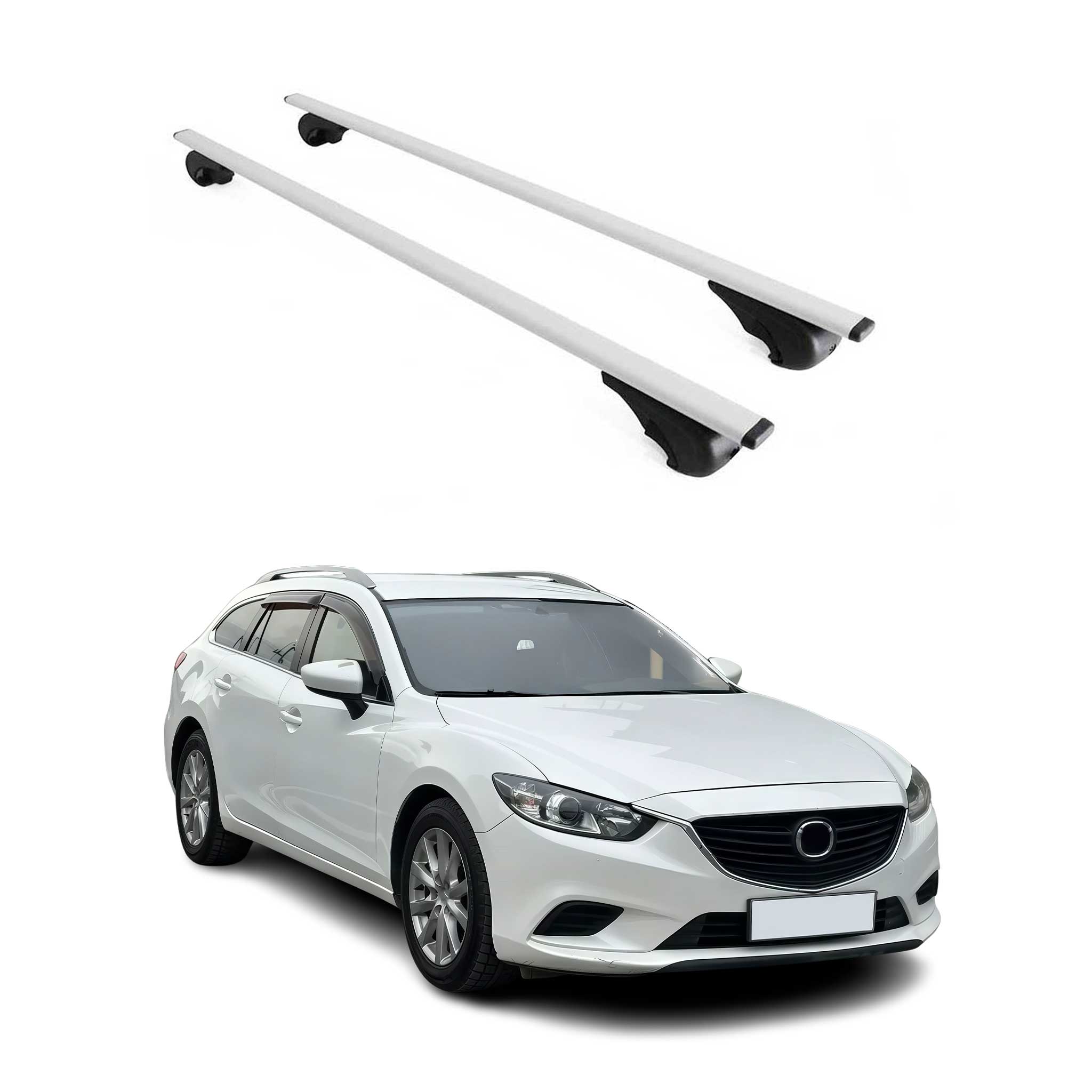 Dachträger Grundtäger für Mazda6 Kombi 2012-2025 75kg Metall Silber 2 tlg